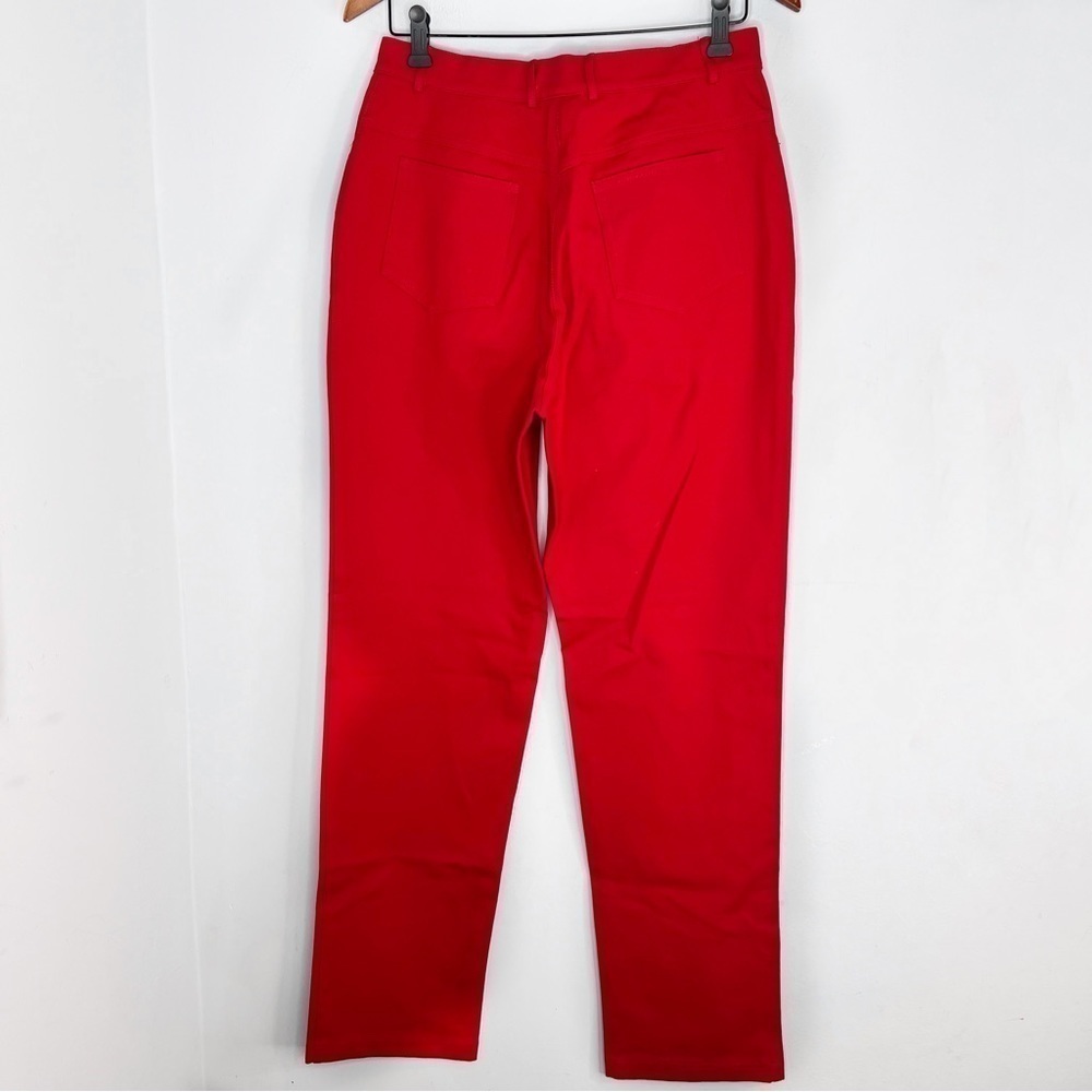 St. John Red High Waisted Straight Leg Jeans Pants 8 - Picture 3 of 7